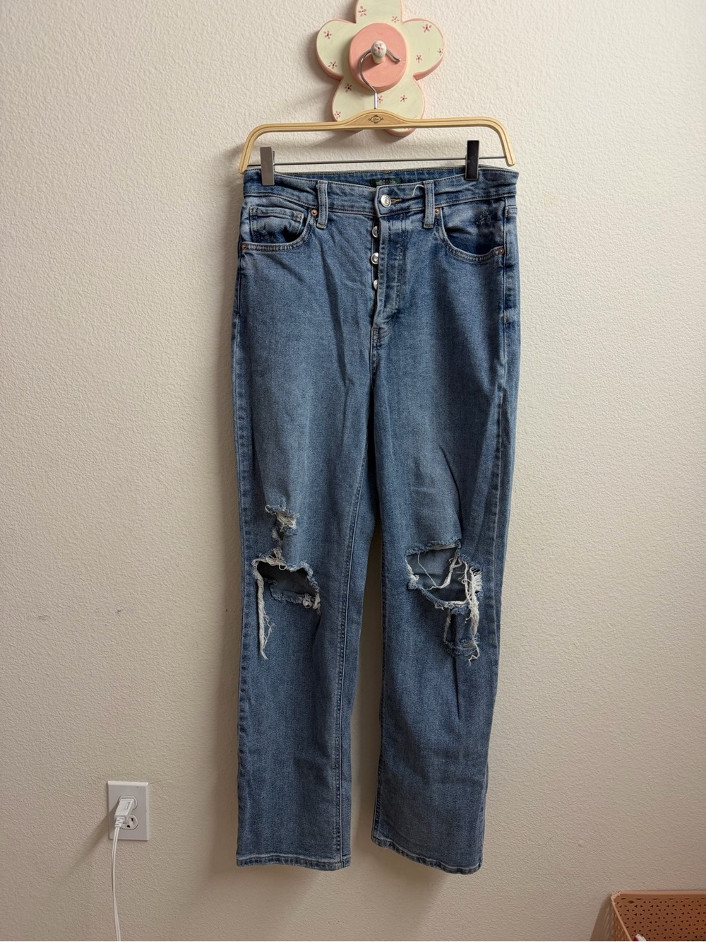 wild fable Distressed Straight-Leg Jeans in Blue